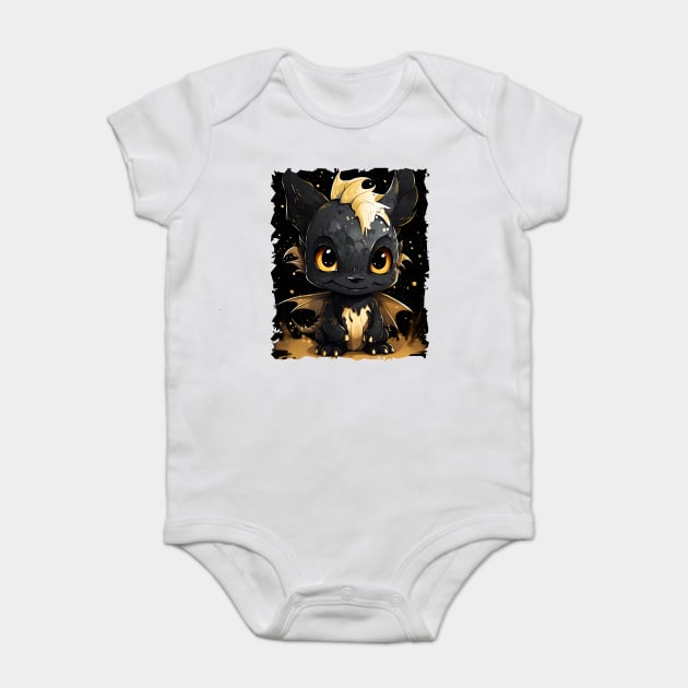 Cute Baby Dragon - Golden Baby Dragon Baby Bodysuit by ArtisticCorner